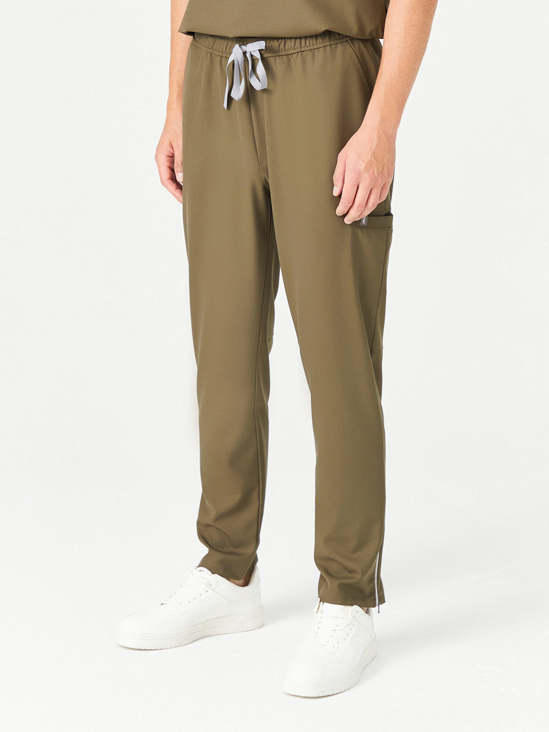 02 Erkek Fermuarlı Paça Scrub Alt -Haki Yeşil