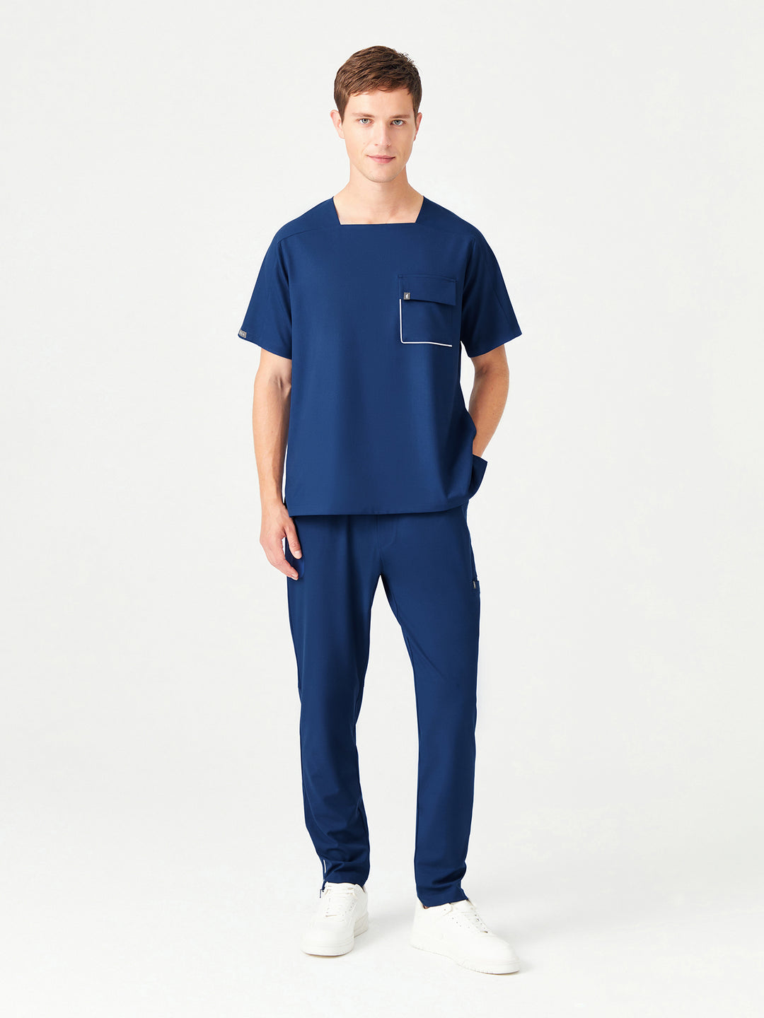 02 Erkek Fermuarlı Paça Scrub Alt -Gece Mavi