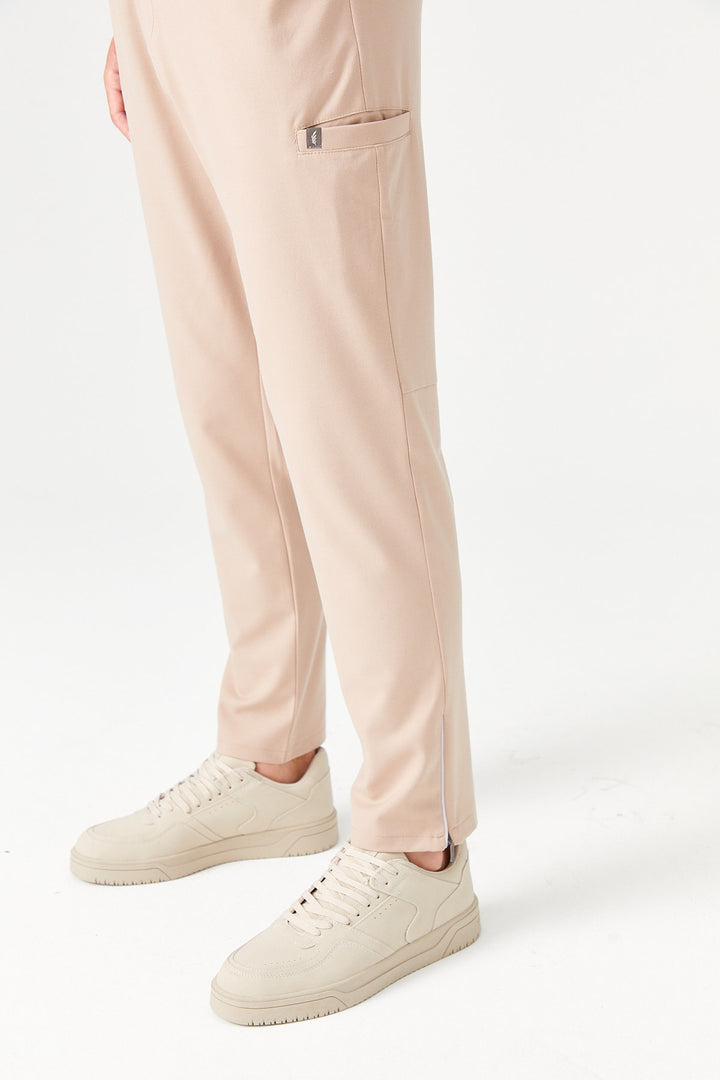 02 Erkek Fermuarlı Paça Scrub Alt -Bej