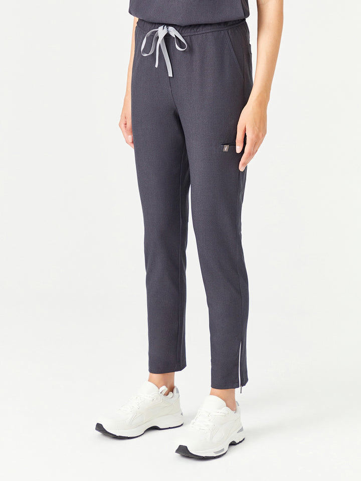 02 Kadın Fermuarlı Paça Scrub Alt - Antrasit