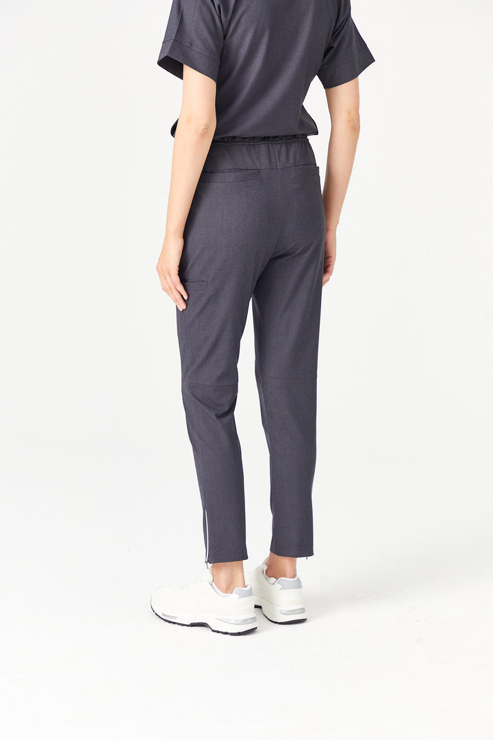 02 Kadın Fermuarlı Paça Scrub Alt - Antrasit