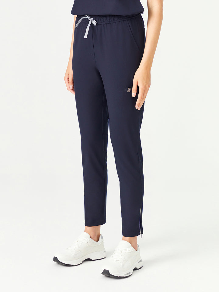 02 Kadın Fermuarlı Paça Scrub Alt - Lacivert