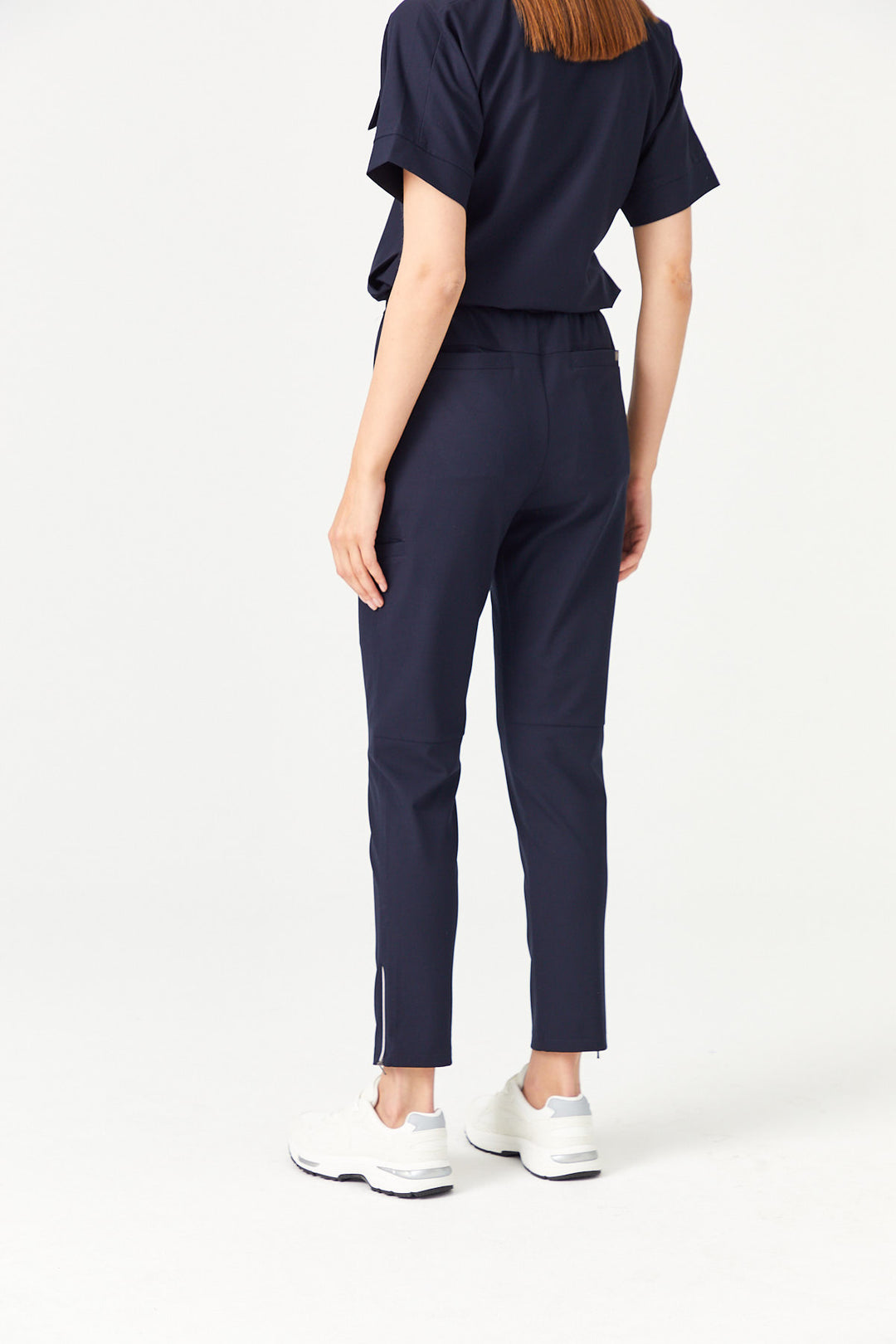 02 Kadın Fermuarlı Paça Scrub Alt - Lacivert