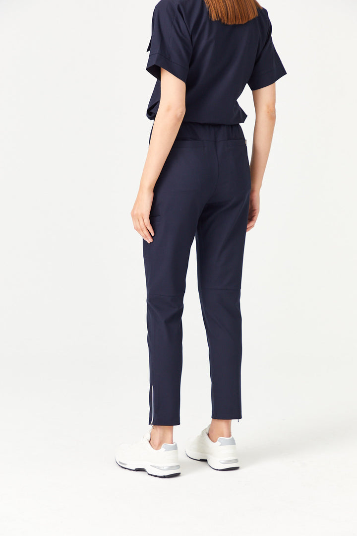 02 Kadın Fermuarlı Paça Scrub Alt - Lacivert