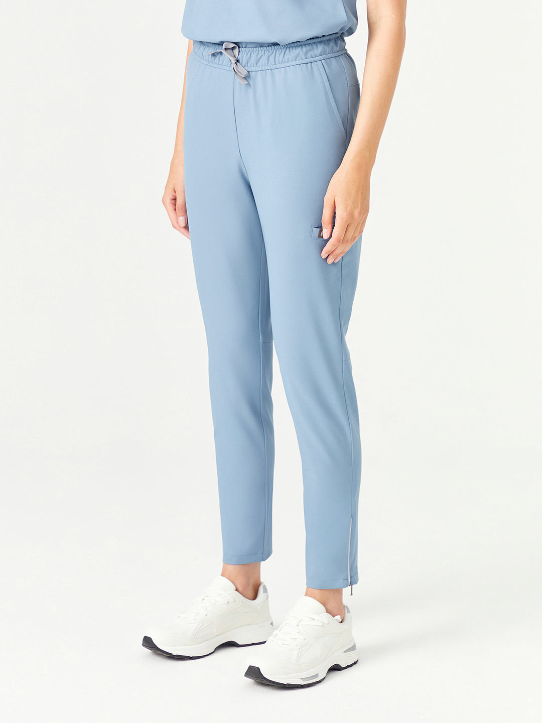 02 Kadın Fermuarlı Paça Scrub Alt -Kozmik Mavi