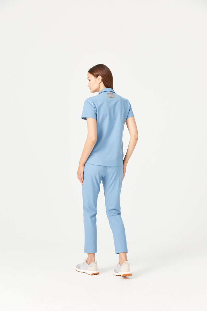 03 Kadın Gömlek Yaka Scrub Üst - Kozmik Mavi
