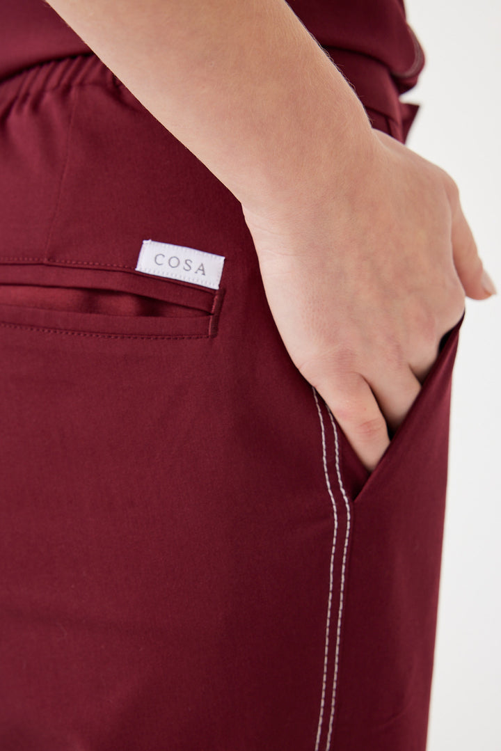 Cosa Fortius® Kadın Kontrast Dikişli Pantolon - Bordo