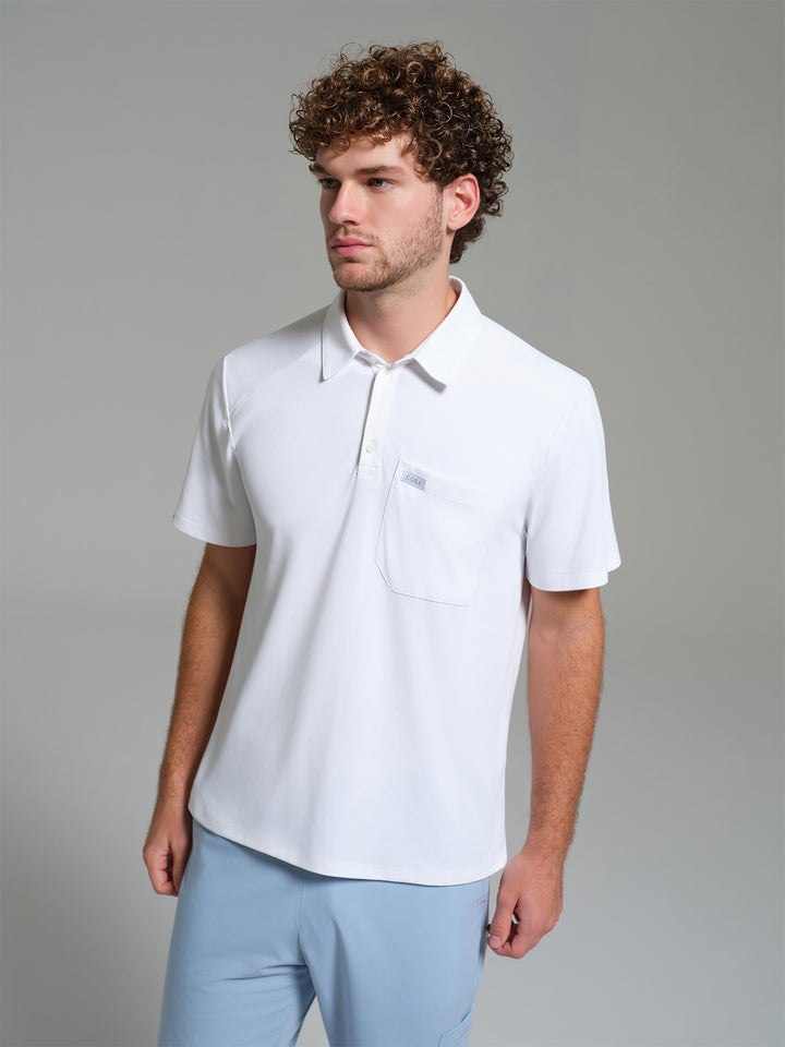 Cosa Move® Erkek Lycra Piqué Polo Yaka Üst - Beyaz