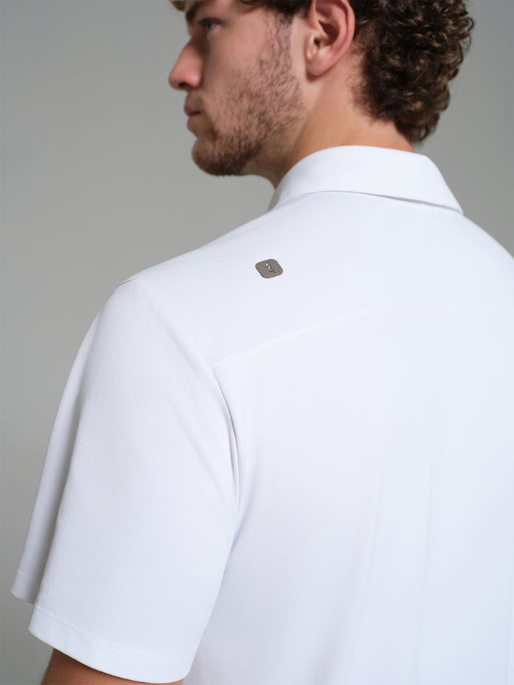 Cosa Move® Erkek Lycra Piqué Polo Yaka Üst - Beyaz