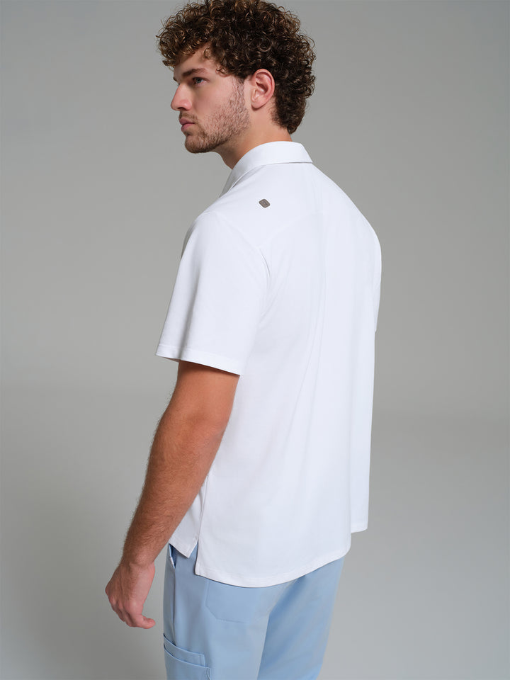 Cosa Move® Erkek Lycra Piqué Polo Yaka Üst - Beyaz