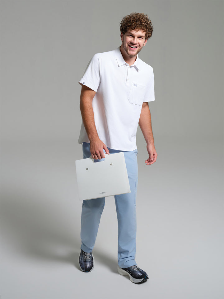 Cosa Move® Erkek Lycra Piqué Polo Yaka Üst - Beyaz
