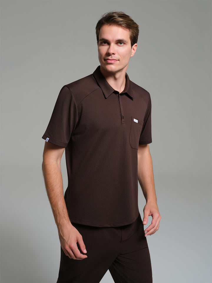 Cosa Move® Erkek Lycra Piqué Polo Yaka Üst - Kahverengi