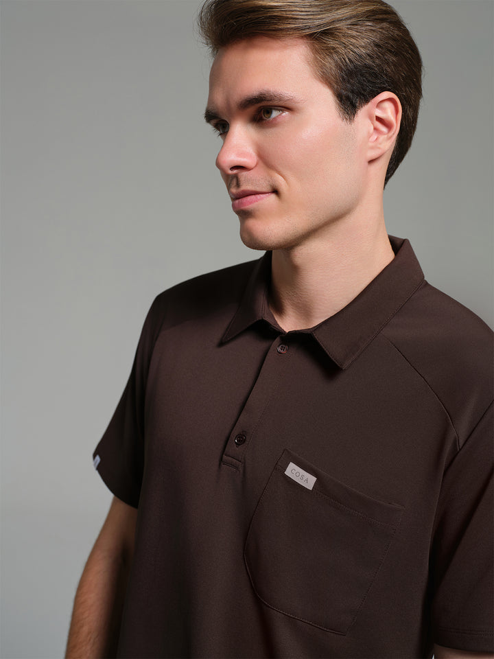 Cosa Move® Erkek Lycra Piqué Polo Yaka Üst - Kahverengi