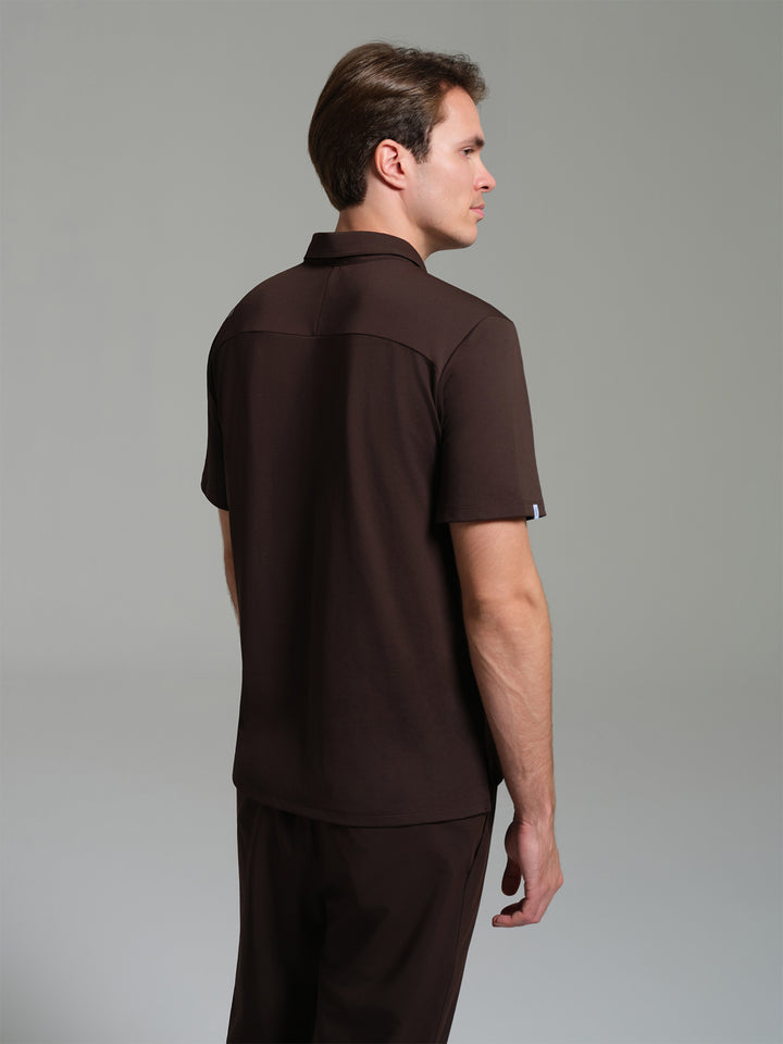 Cosa Move® Erkek Lycra Piqué Polo Yaka Üst - Kahverengi