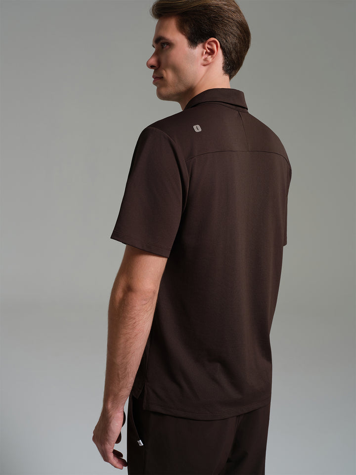 Cosa Move® Erkek Lycra Piqué Polo Yaka Üst - Kahverengi