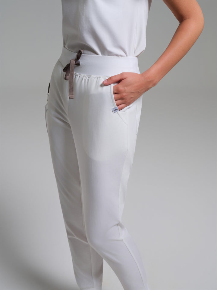 Cosa Etna®  Kadın Ribana Paça Pantolon - Beyaz