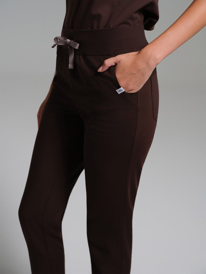 Cosa Etna®  Kadın Ribana Paça Pantolon - Kahverengi